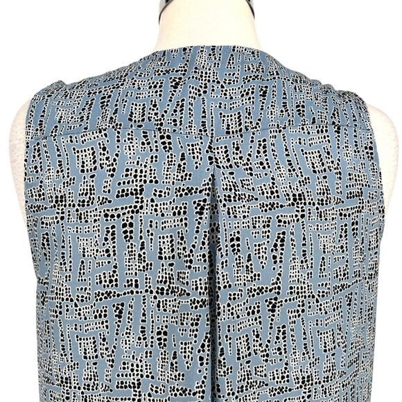 Astr Sleeveless Draped V-Neck Blouse Blue Black Size Medium - Picture 5 of 10